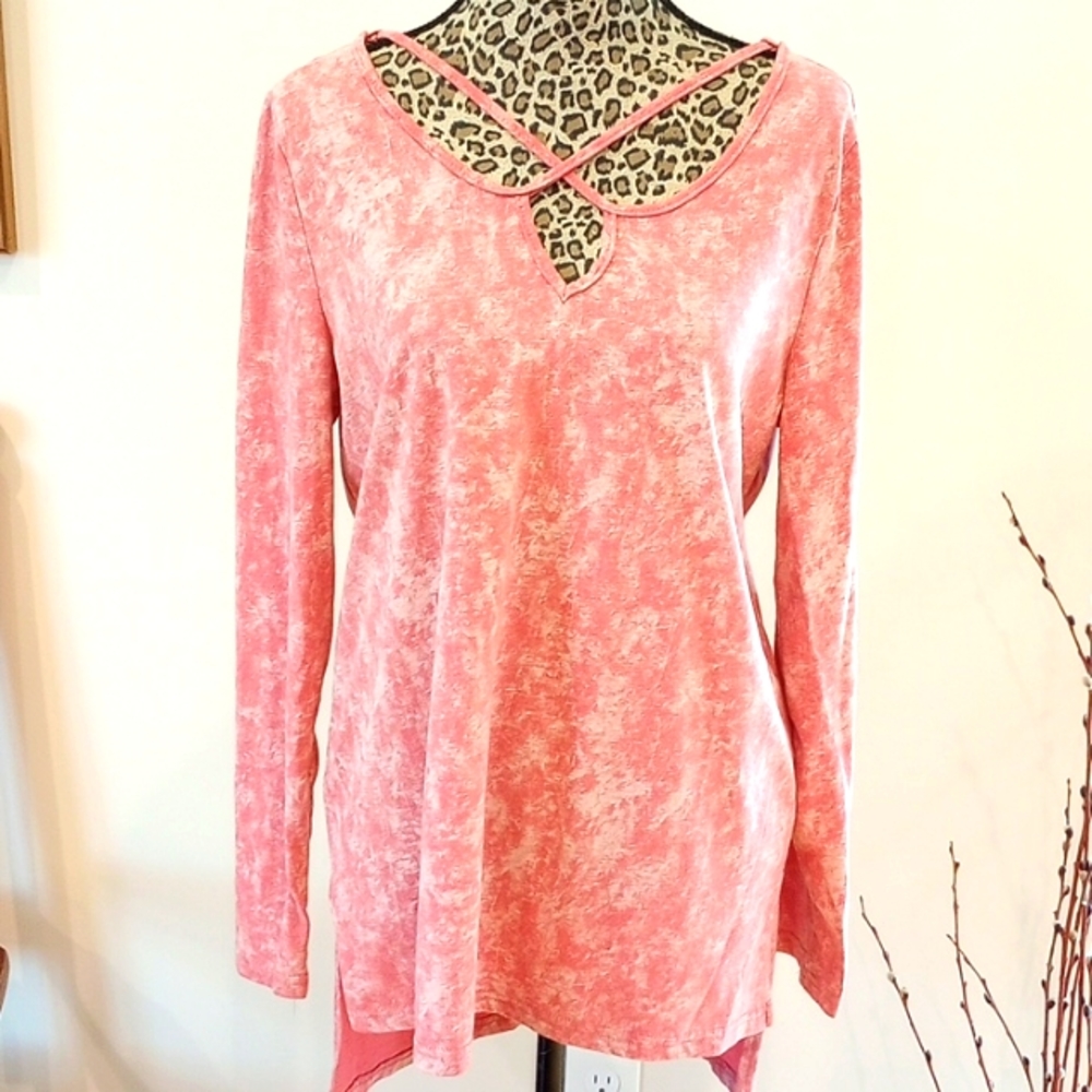 Umgee Ladies Long Sleeve Tunic Top Size:L Color:Pink